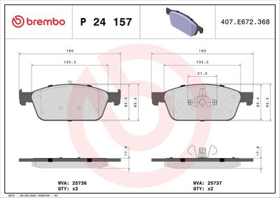 Brake Pad Set, disc brake BREMBO P 24 157