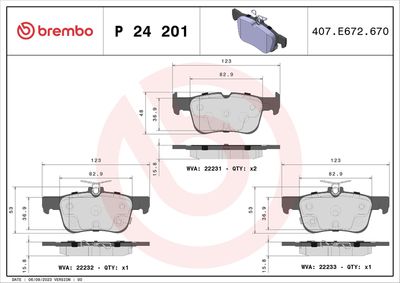 Brake Pad Set, disc brake BREMBO P 24 201