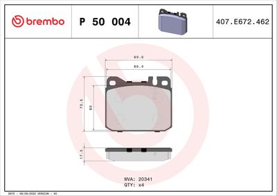 Brake Pad Set, disc brake BREMBO P 50 004