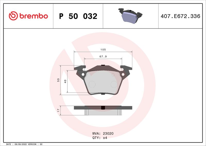 BREMBO P 50 032 Brake Pad Set, disc brake