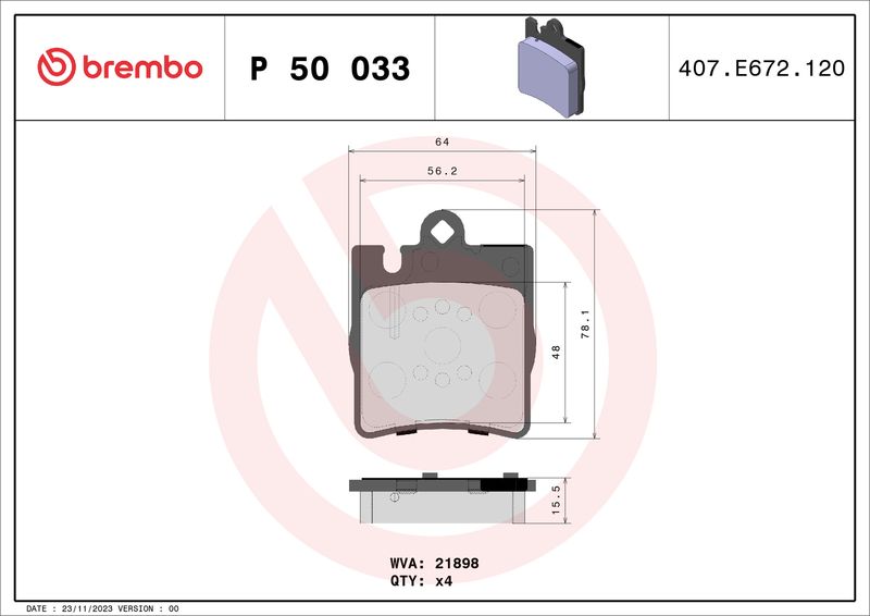 BREMBO P 50 033 Brake Pad Set, disc brake