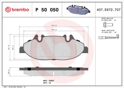 Brake Pad Set, disc brake BREMBO P 50 050