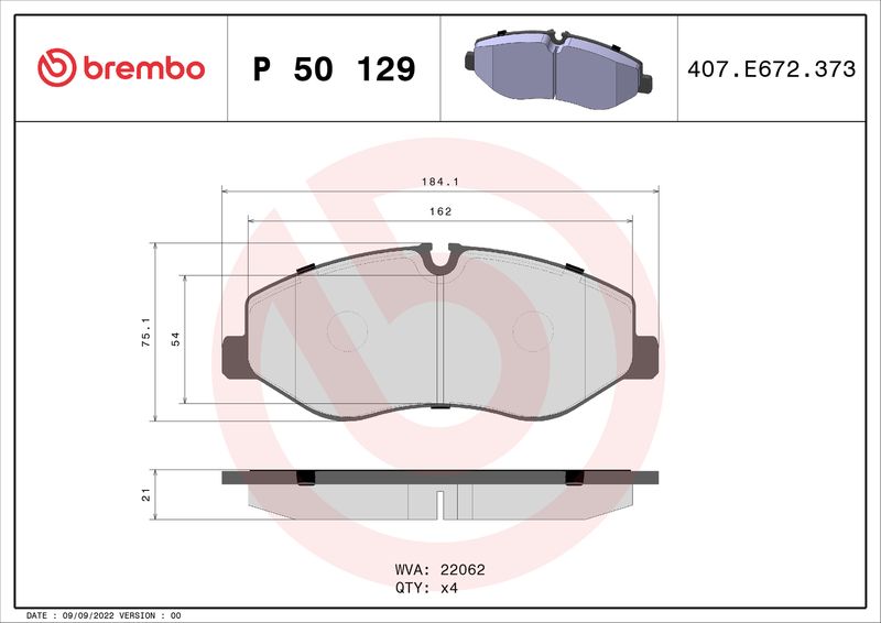 BREMBO P 50 129 Brake Pad Set, disc brake