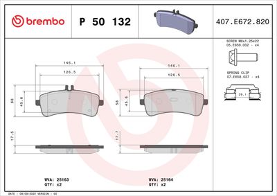 Brake Pad Set, disc brake BREMBO P 50 132