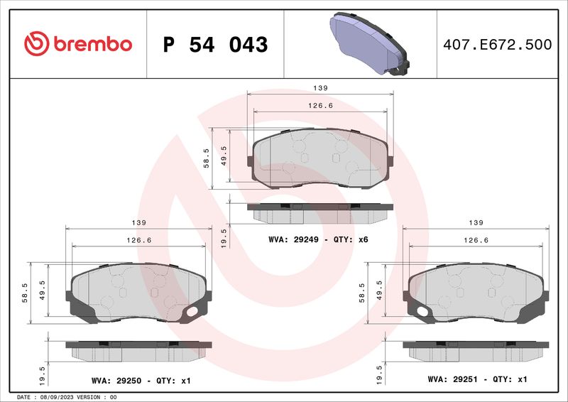 BREMBO P 54 043 Brake Pad Set, disc brake