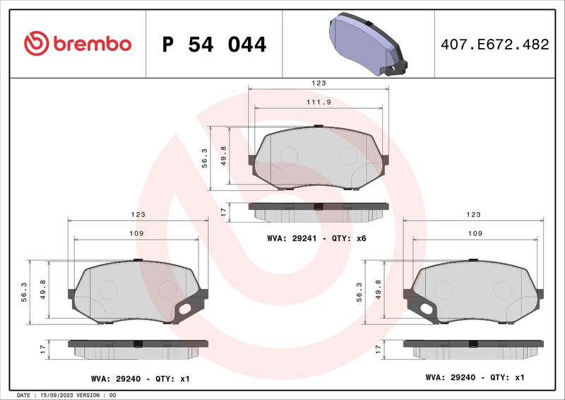 BREMBO P 54 044 Brake Pad Set, disc brake