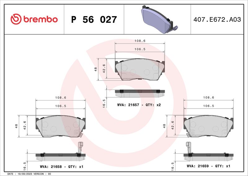 BREMBO P 56 027 Brake Pad Set, disc brake