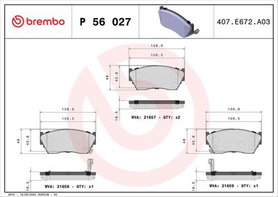 Brake Pad Set, disc brake BREMBO P 56 027