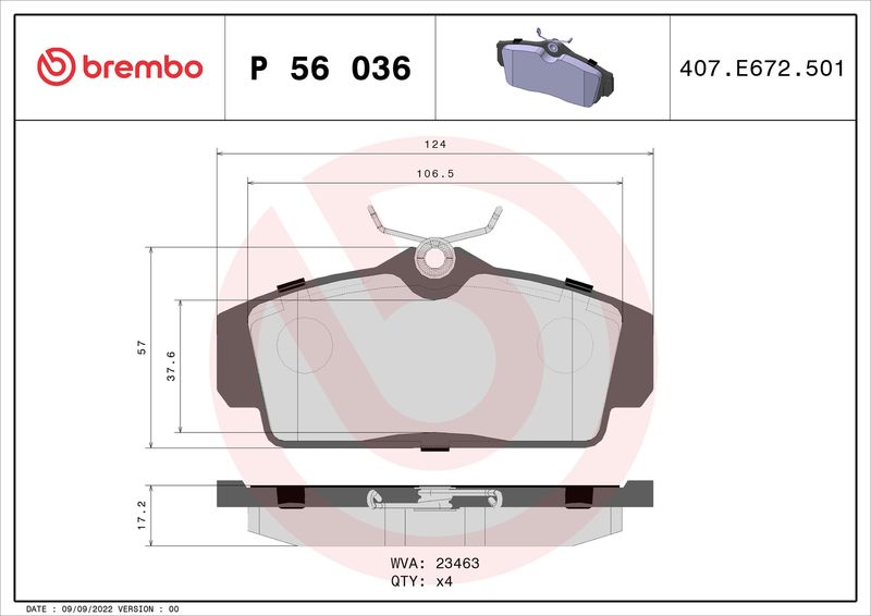 BREMBO P 56 036 Brake Pad Set, disc brake