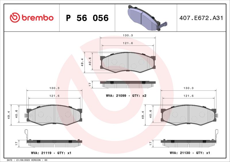 BREMBO P 56 056 Brake Pad Set, disc brake