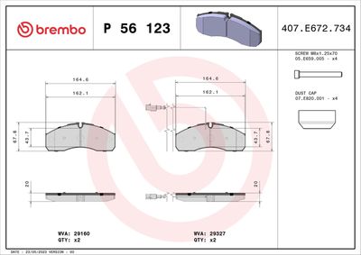 Brake Pad Set, disc brake BREMBO P 56 123