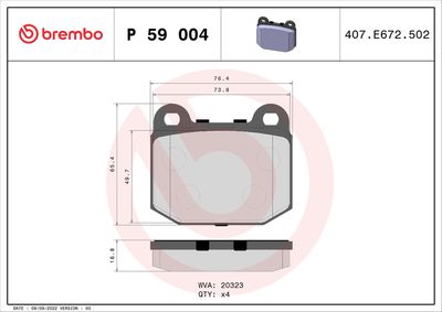 Brake Pad Set, disc brake BREMBO P 59 004