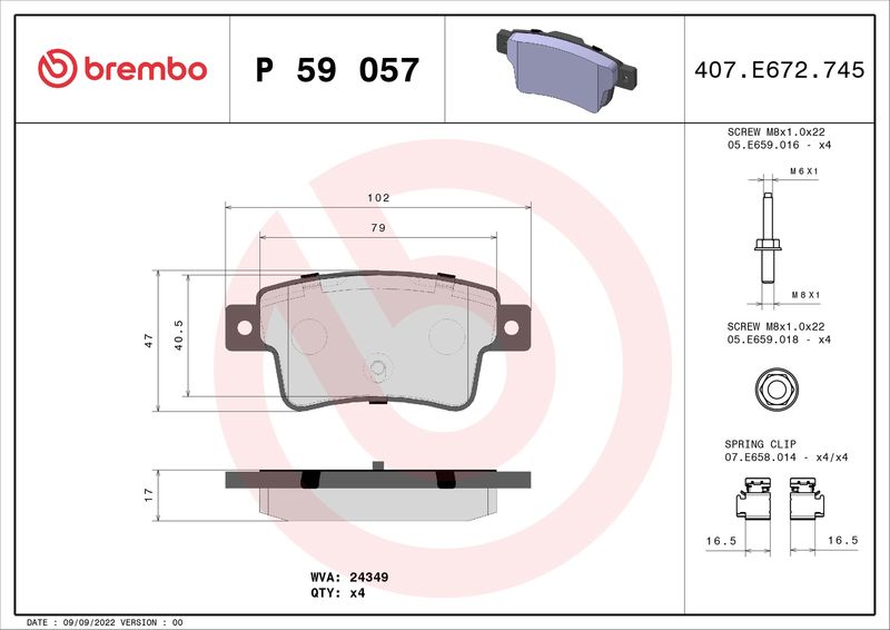 BREMBO P 59 057 Brake Pad Set, disc brake