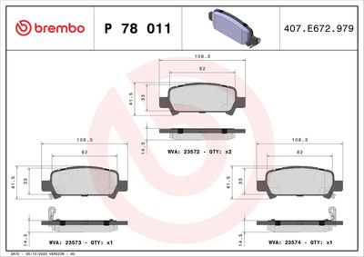 Brake Pad Set, disc brake BREMBO P 78 011