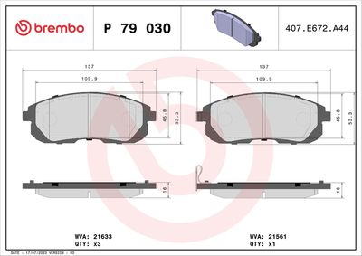 Brake Pad Set, disc brake BREMBO P 79 030