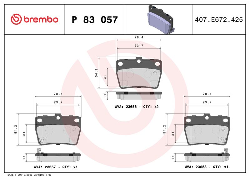 BREMBO P 83 057 Brake Pad Set, disc brake