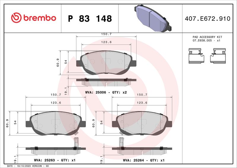 BREMBO P 83 148 Brake Pad Set, disc brake