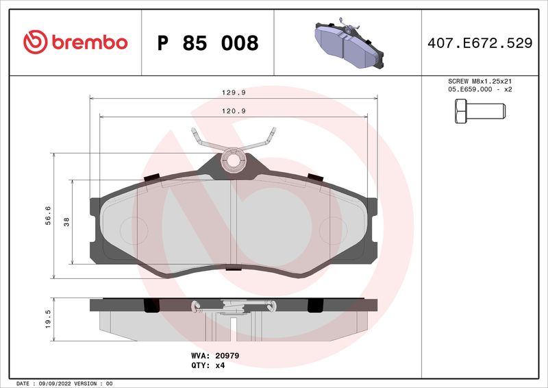 BREMBO P 85 008 Brake Pad Set, disc brake