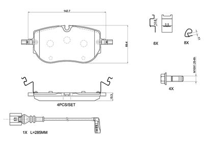 Brake Pad Set, disc brake BREMBO P 85 192