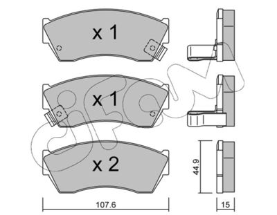 Brake Pad Set, disc brake CIFAM 822-168-0