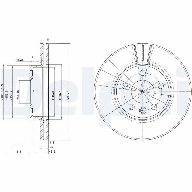 DELPHI BG3025 Brake Disc