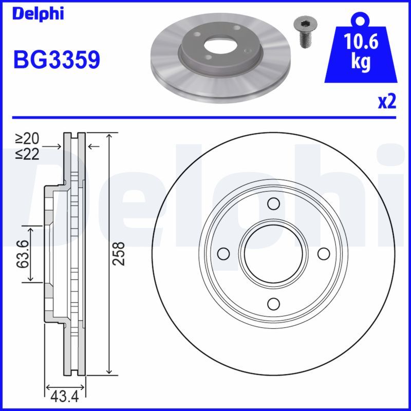 DELPHI BG3359 Brake Disc