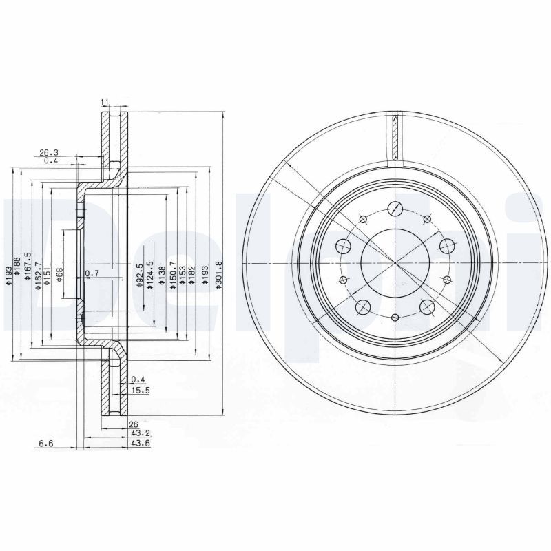 DELPHI BG3418 Brake Disc