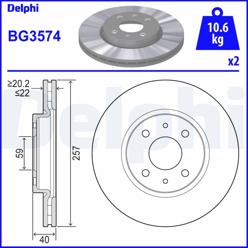 DELPHI BG3574 Brake Disc