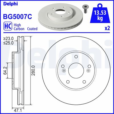 Brake Disc DELPHI BG5007C