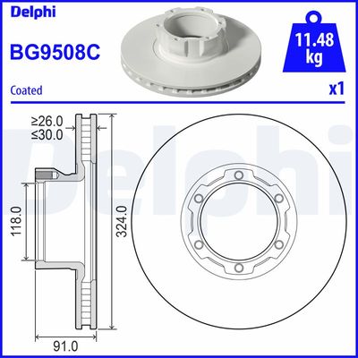 Brake Disc DELPHI BG9508C