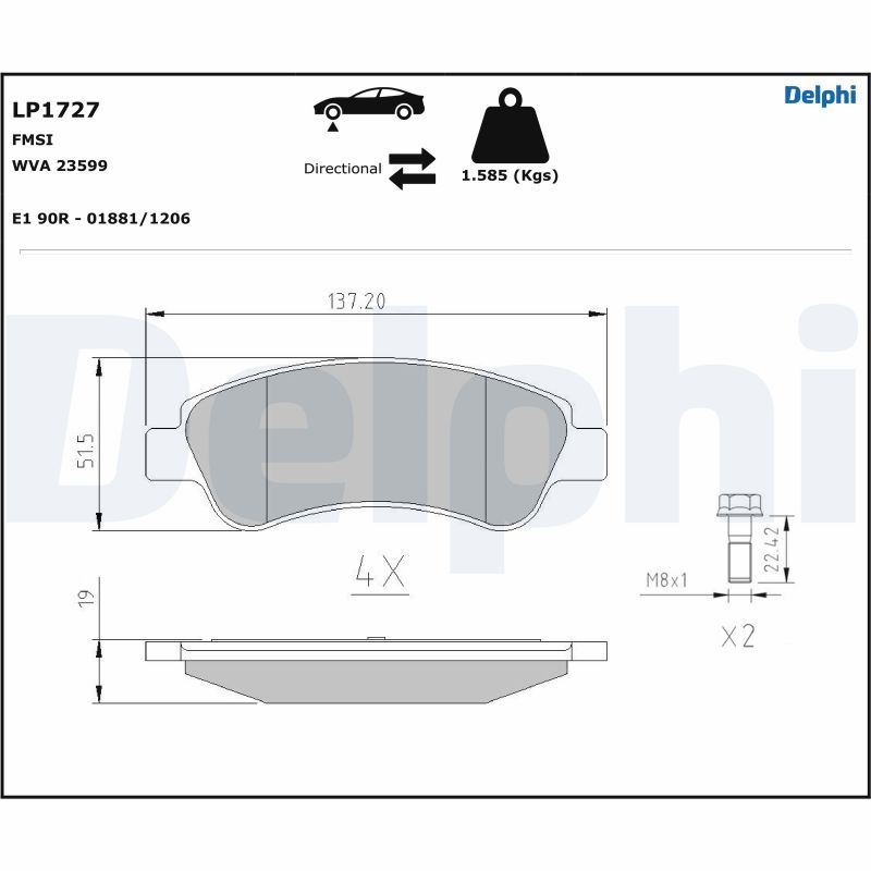 DELPHI LP1727 Brake Pad Set, disc brake