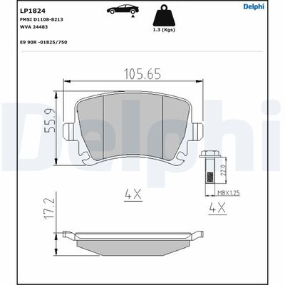 Brake Pad Set, disc brake DELPHI LP1824