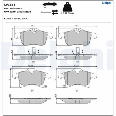 Brake Pad Set, disc brake DELPHI LP1861