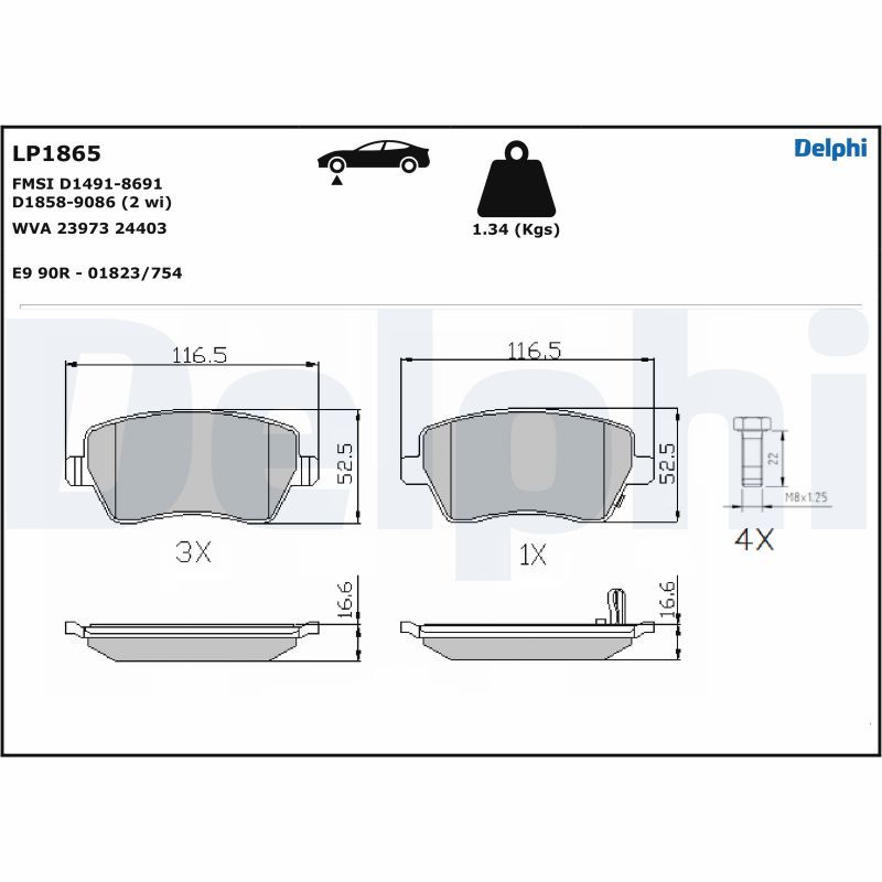 DELPHI LP1865 Brake Pad Set, disc brake