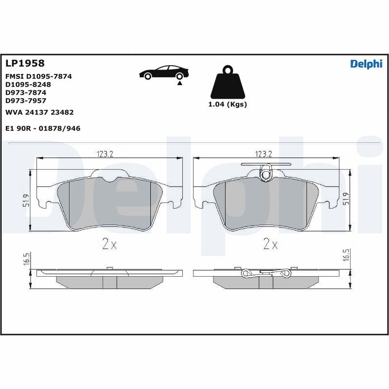 DELPHI LP1958 Brake Pad Set, disc brake