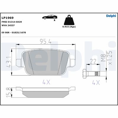 Brake Pad Set, disc brake DELPHI LP1969