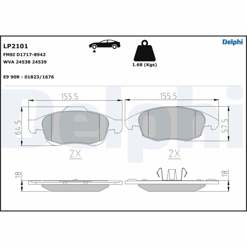 DELPHI LP2101 Brake Pad Set, disc brake