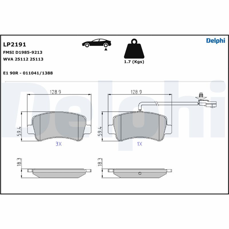 DELPHI LP2191 Brake Pad Set, disc brake