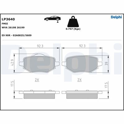 Brake Pad Set, disc brake DELPHI LP3640