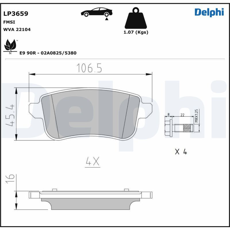 DELPHI LP3659 Brake Pad Set, disc brake