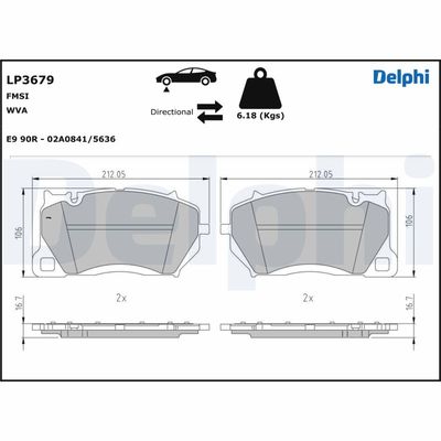 Brake Pad Set, disc brake DELPHI LP3679