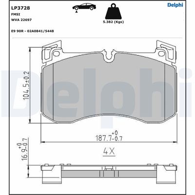 Brake Pad Set, disc brake DELPHI LP3728