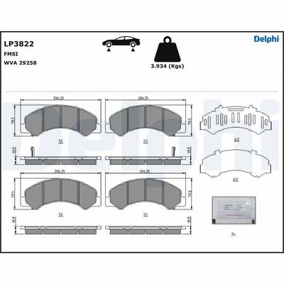 Brake Pad Set, disc brake DELPHI LP3822