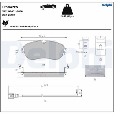 Brake Pad Set, disc brake DELPHI LP5047EV