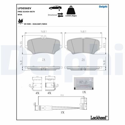 Brake Pad Set, disc brake DELPHI LP5056EV