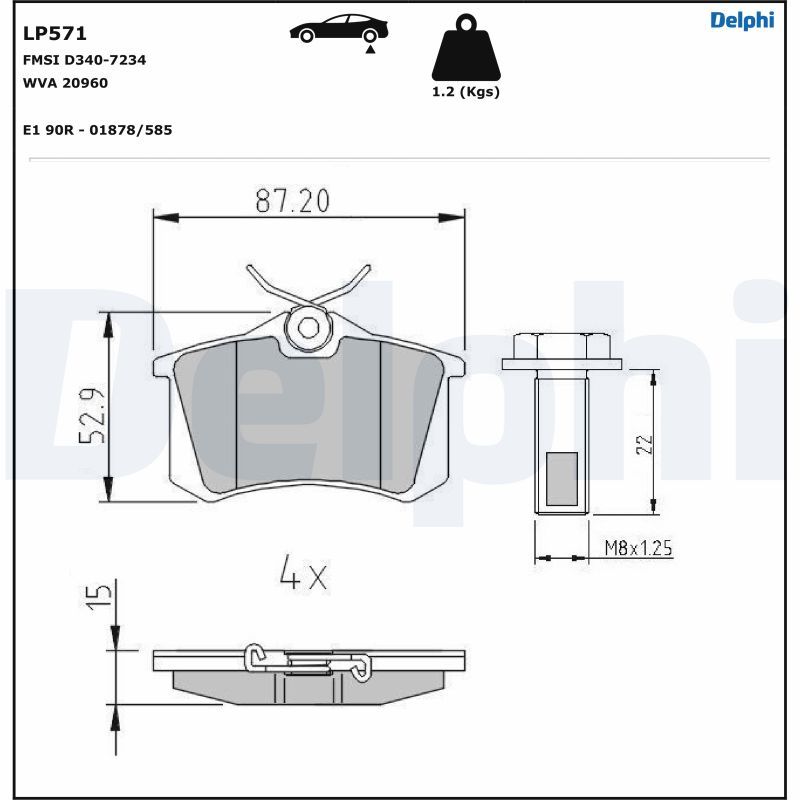 DELPHI LP571 Brake Pad Set, disc brake