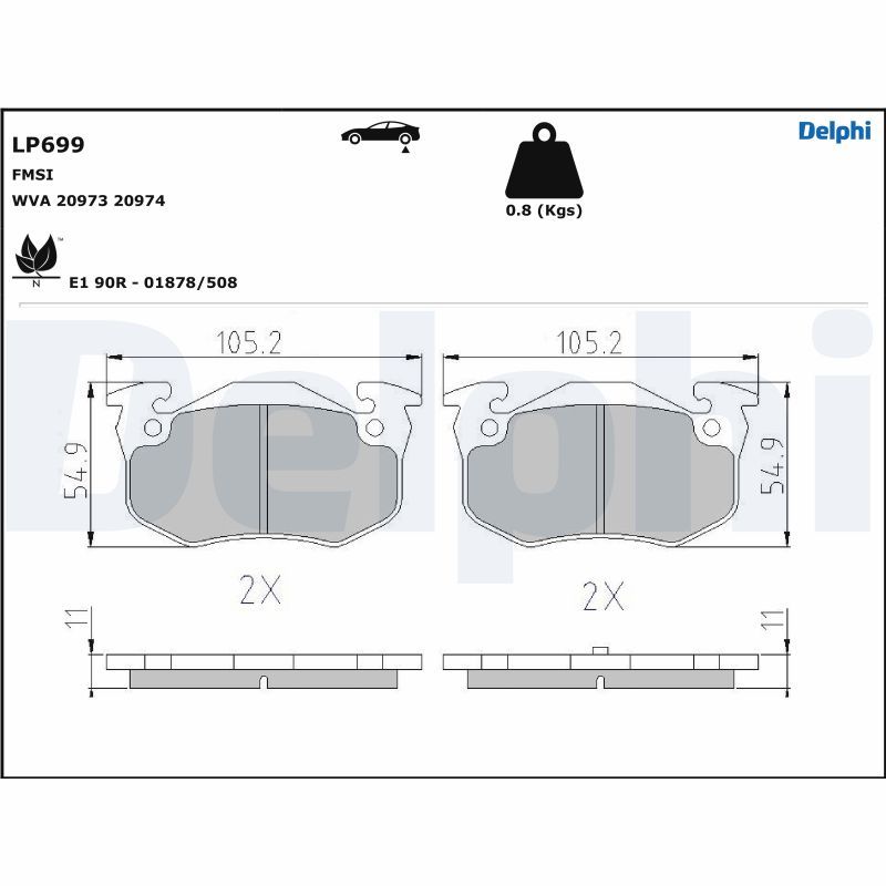 DELPHI LP699 Brake Pad Set, disc brake