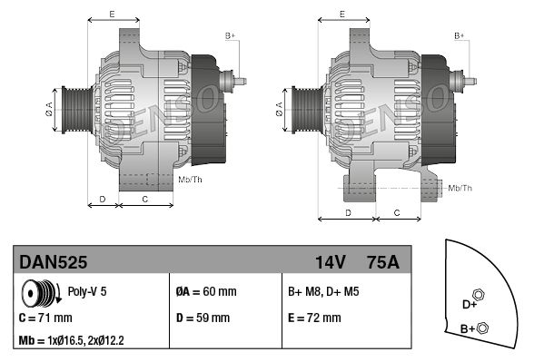 DENSO DAN525 Alternator