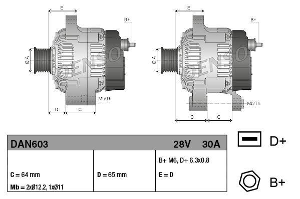 DENSO DAN603 Alternator