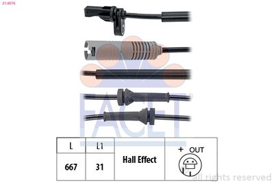 Sensor, wheel speed FACET 21.0076